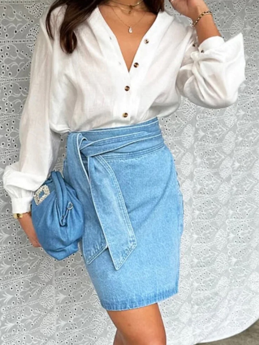 Never Fully Dressed Denim Mini Jaspre Skirt Sz 4 NWT